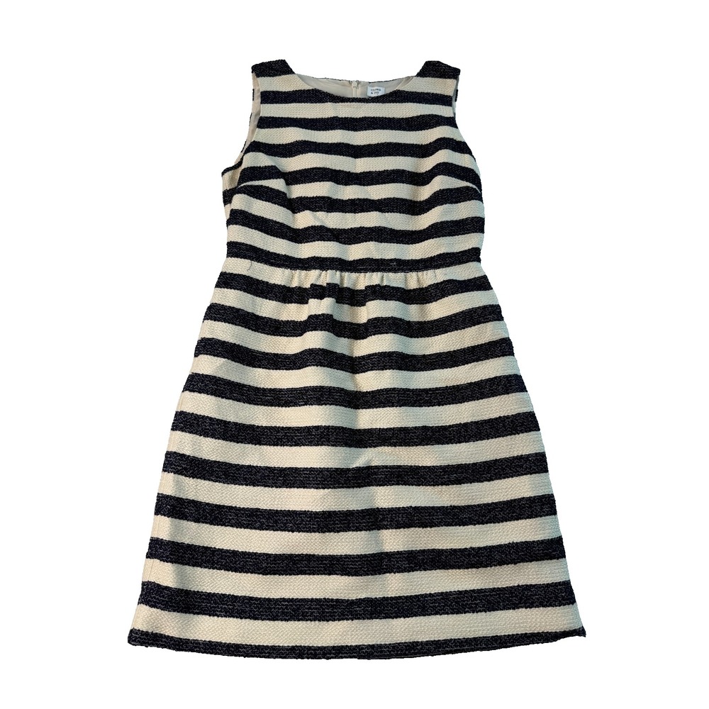 Crown & Ivy Striped Dress Womens 4 Sleeveless A Line Black Cream